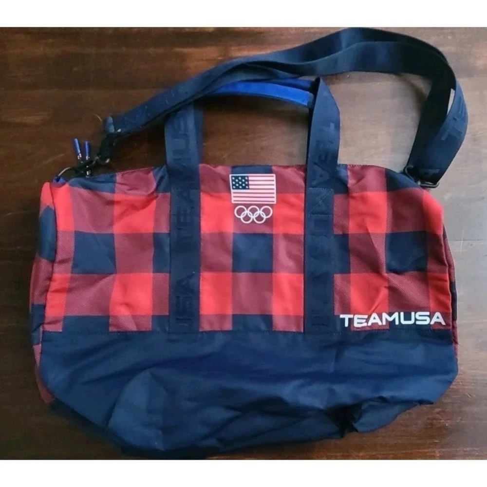 2022 Beijing Olympics Polo Ralph Lauren Buffalo Plaid Weekender Duffle Bag USA